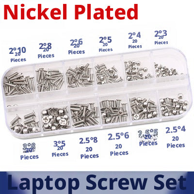 Laptop Screw Assortment Kit – M2 M2.5 M3 Notebook & SSD Screws (Nickel / Black Zinc / Stainless)