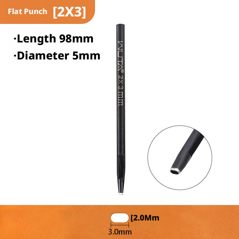 Black Flat Punch Set – Rectangular Hole Punches for Belts, Straps & Leathercraft (2‑5mm × 3‑25mm)