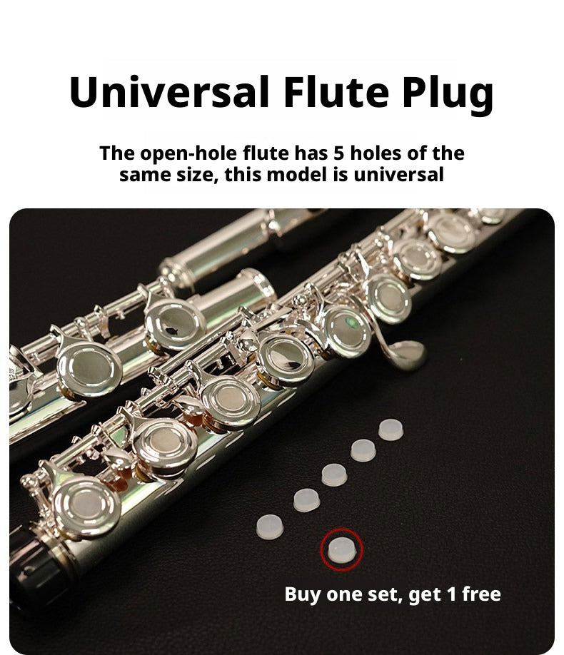 Universal Flute Open‑Hole Silicone Plugs – Set of 6 (5 + 1 Free), for Tone Key Covers