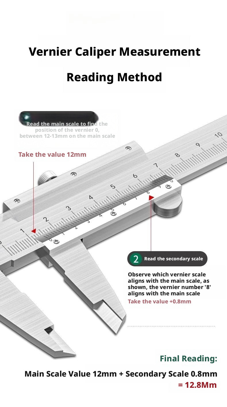 Stainless Steel Vernier Caliper – 0.02mm Precision, 150/200/300mm