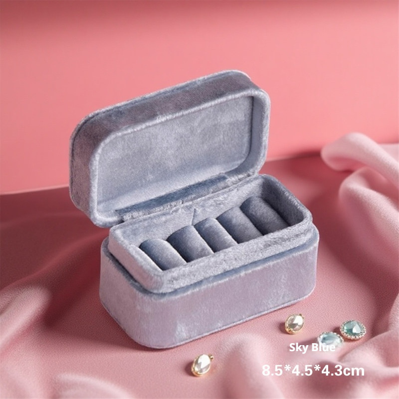Mini Velvet Ring Box – Travel Portable, Holds 5 Rings, 7 Colors