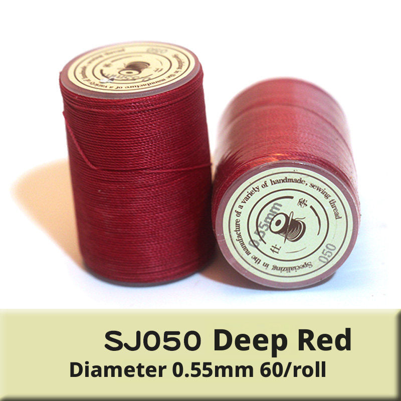 0.55mm Round Waxed Polyester Thread – 63 Colors, 60m Roll for Hand Sewing Leather, Bags, Belts