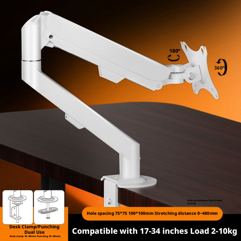 Gas Spring Monitor Arm – 17–35 Inch, 2–9 kg, 360° Swivel, Clamp & Grommet Mount