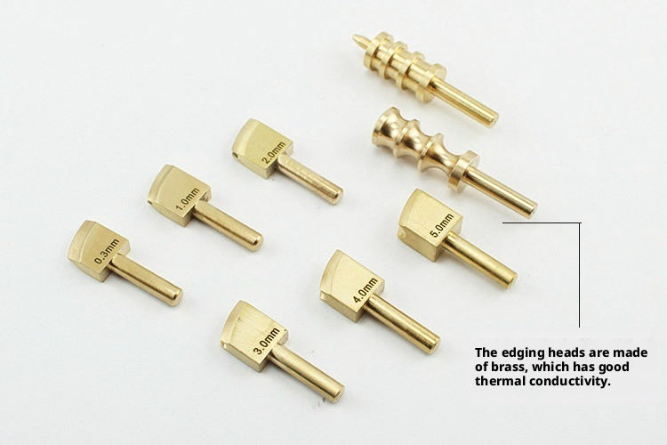 Adjustable Temperature Leather Edging Iron – Brass Tips for Edge Wax & Creasing (8 Heads Set)