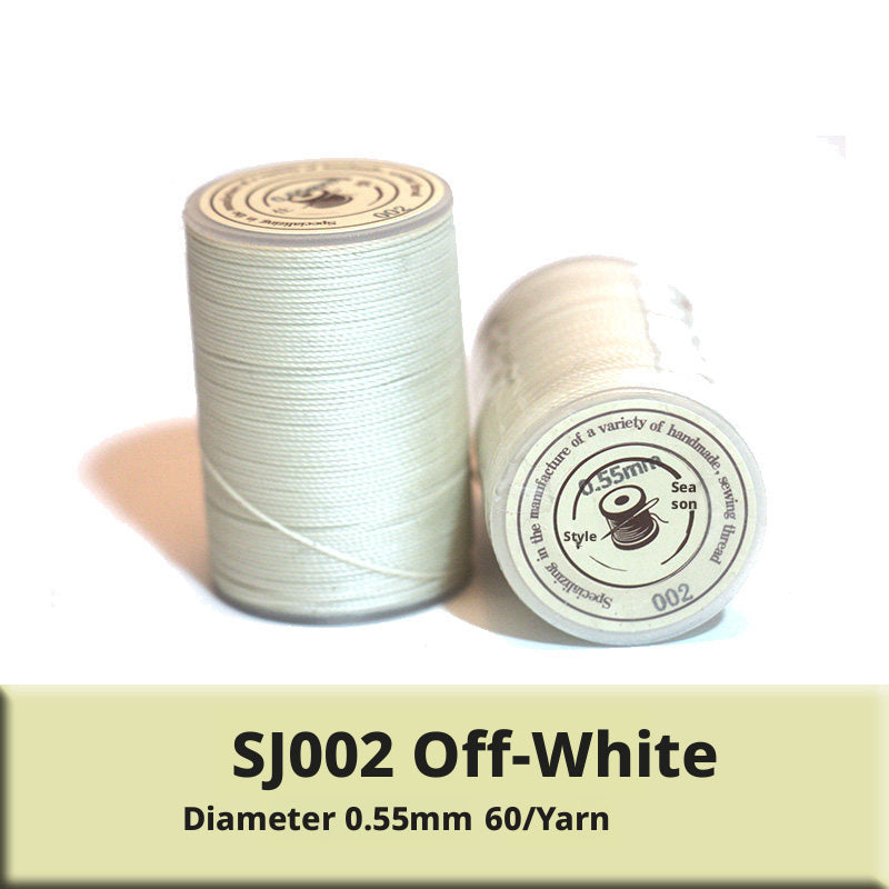0.55mm Round Waxed Polyester Thread – 63 Colors, 60m Roll for Hand Sewing Leather, Bags, Belts