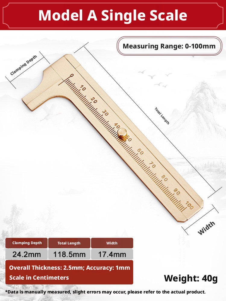 Solid Brass Mini Caliper Set – 0.1mm Accuracy, Jewelry & DIY Measurement
