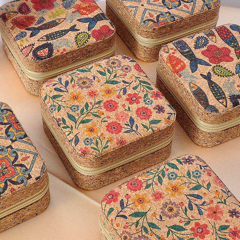 Vintage Jewelry Storage Box – Sunflower Sea Print, Portable Travel Case with Mirror, Ring & Earring Organizer, Necklace Pouch - HomeDIYer