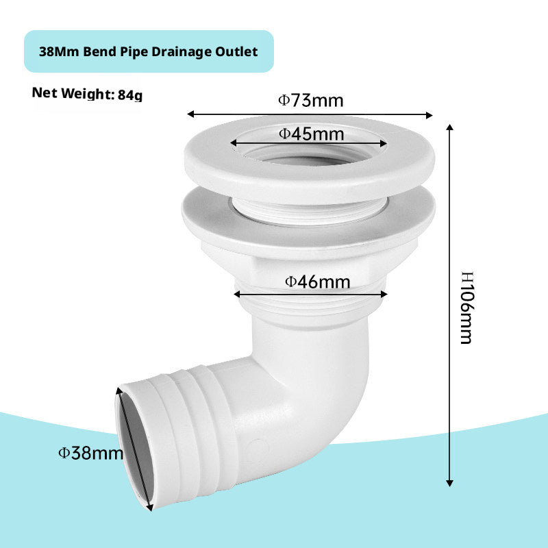 90° Marine Thru-Hull Drain Fitting with Check Valve — Bilge & Waste Water Elbow Outlet