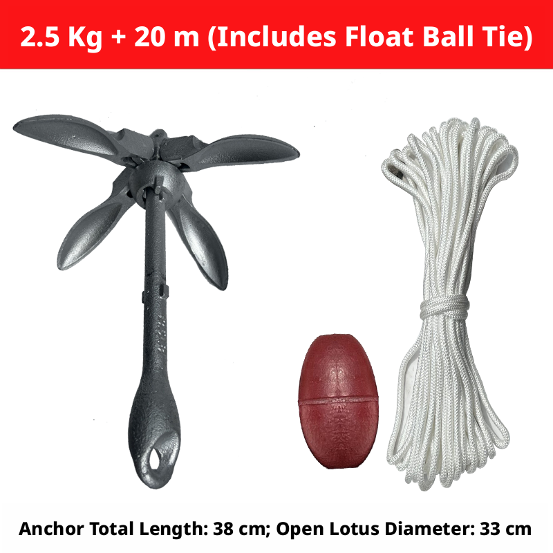 Folding Grapnel Boat Anchor - Carbon Steel for Inflatable Boats, Kayaks & Small Fishing Boats 0.7kg to 4kg