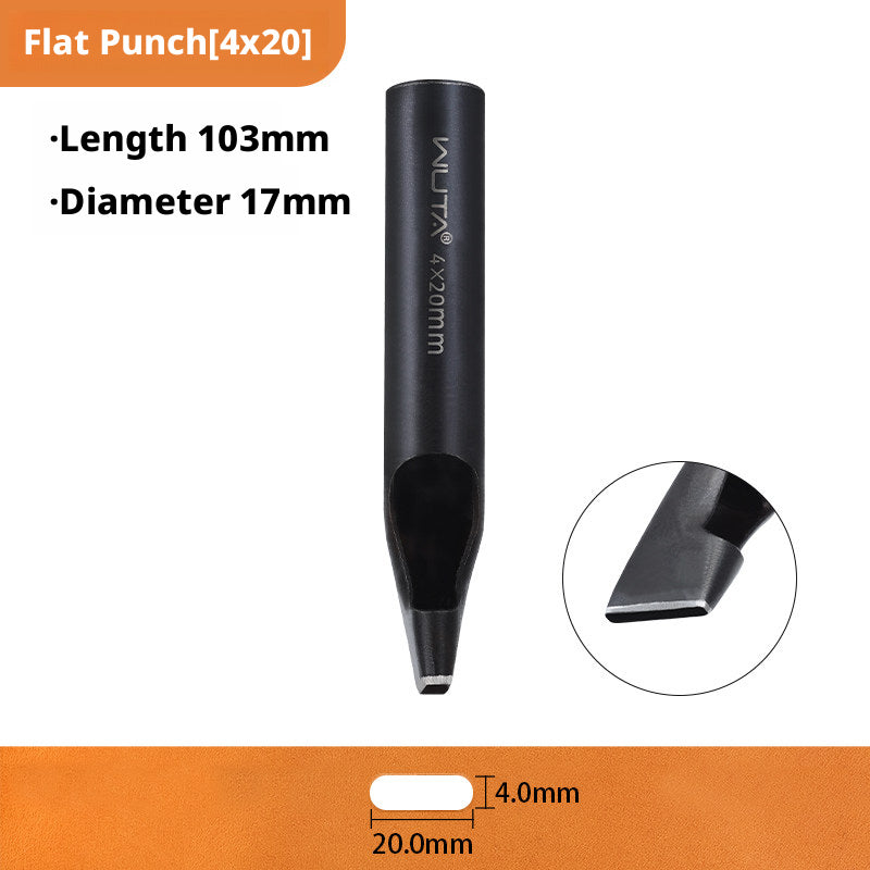 Black Flat Punch Set – Rectangular Hole Punches for Belts, Straps & Leathercraft (2‑5mm × 3‑25mm)