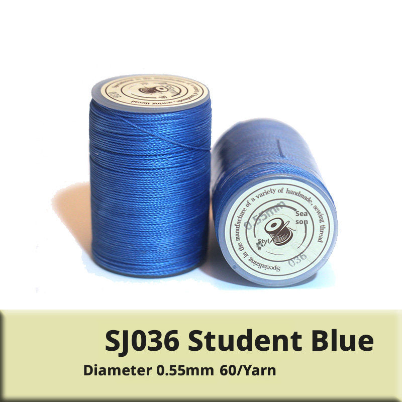0.55mm Round Waxed Polyester Thread – 63 Colors, 60m Roll for Hand Sewing Leather, Bags, Belts