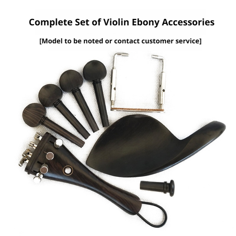 Violin Chin Rest with Screws, Cork & Screwdriver – Ebony / Jujube Wood / Imitation Ebony (4/4, 3/4, 1/2, 1/4, 1/8)