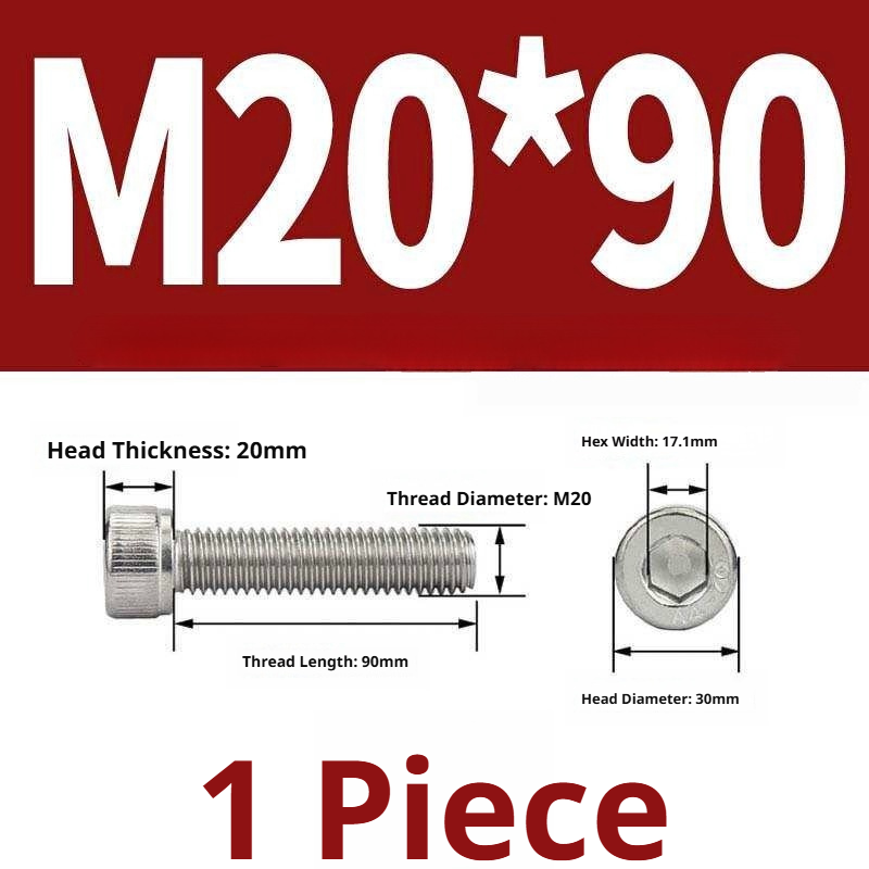 316 Stainless Steel Socket Head Cap Screws – Hex Allen Bolt, M2–M20, GB/T Standard, 4.8 Grade