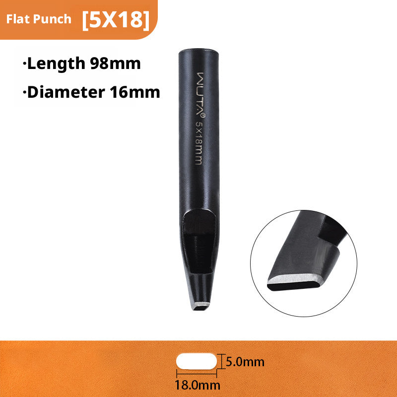 Black Flat Punch Set – Rectangular Hole Punches for Belts, Straps & Leathercraft (2‑5mm × 3‑25mm)