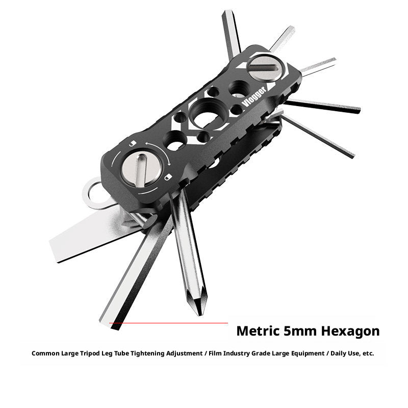 Vlogger Foldable Photographer Multi-Tool with Hex Keys, Screwdrivers & NATO Rail Mount