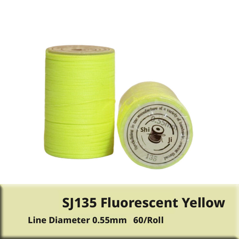 0.55mm Round Waxed Polyester Thread – 63 Colors, 60m Roll for Hand Sewing Leather, Bags, Belts