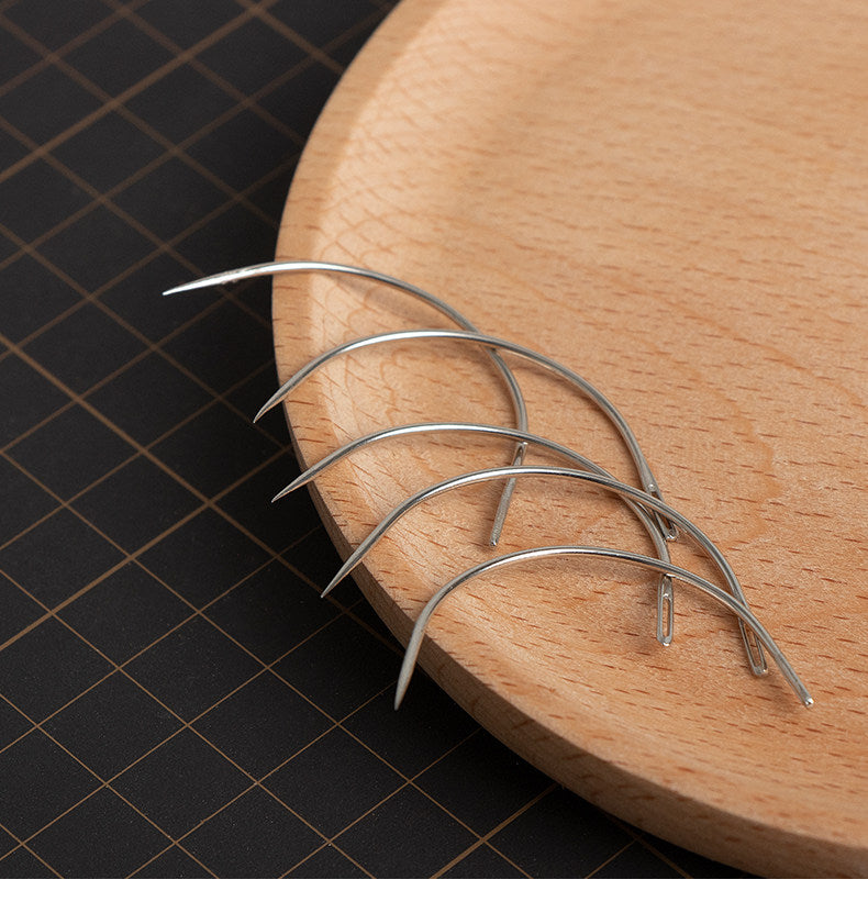 Round Head Hand Sewing Leather Needles – Straight, Curved & Self‑Threading, No.1/No.2, with Decorative Holders
