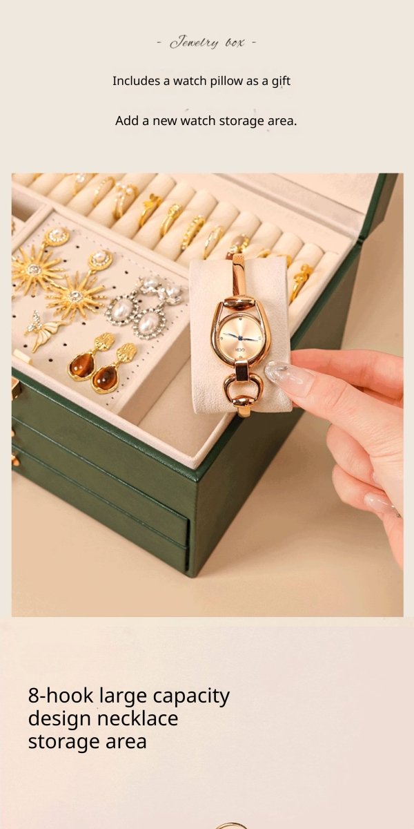 Medieval - Style Large Capacity Jewelry Box – 3 Layers, Lock, Watch Pillow - HomeDIYer