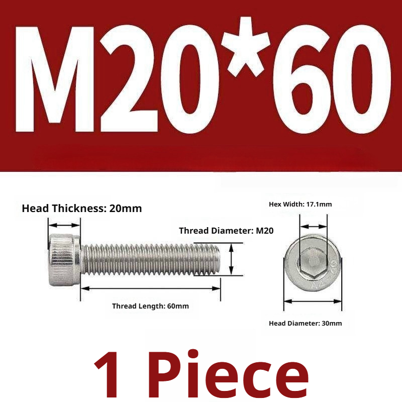 316 Stainless Steel Socket Head Cap Screws – Hex Allen Bolt, M2–M20, GB/T Standard, 4.8 Grade