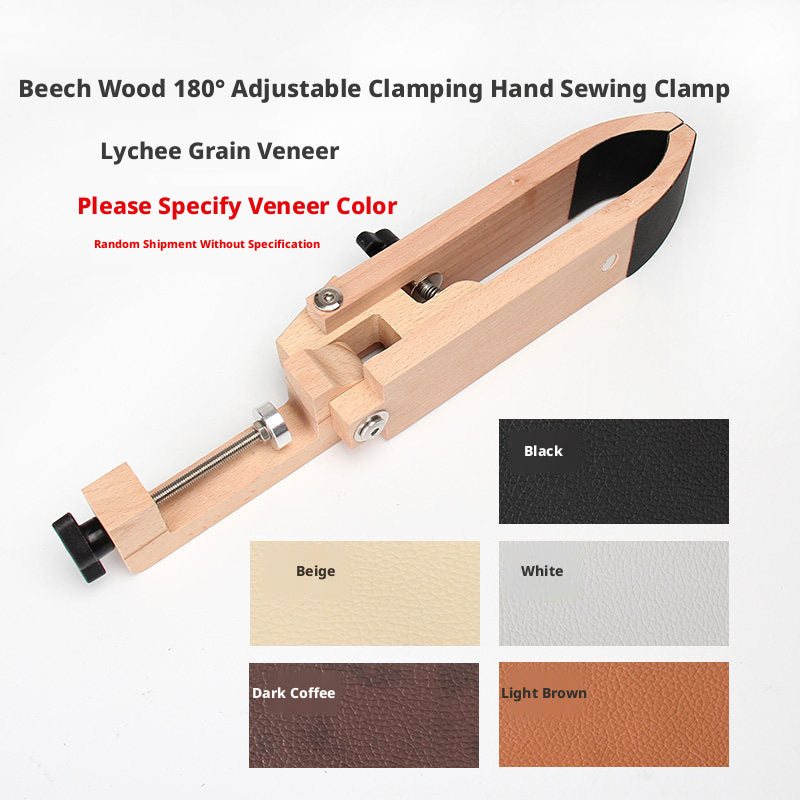 Hand‑Stitched Wood Clamp – 8 Styles for Leather Sewing (Beech/Pine, Lychee or Leather Veneer)