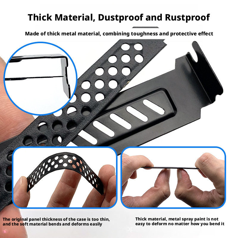 12cm Vented PCI Slot Cover Bracket for PC Case — Black or Silver, 1 Pair with Screws