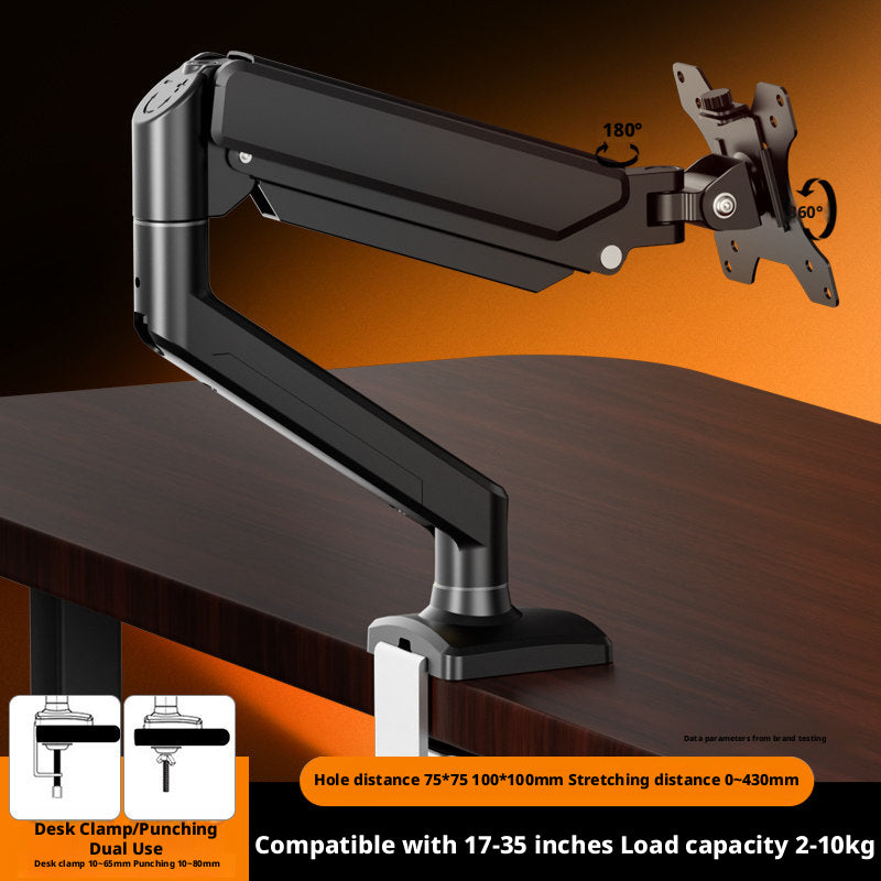 Gas Spring Monitor Arm – 17–35 Inch, 2–9 kg, 360° Swivel, Clamp & Grommet Mount