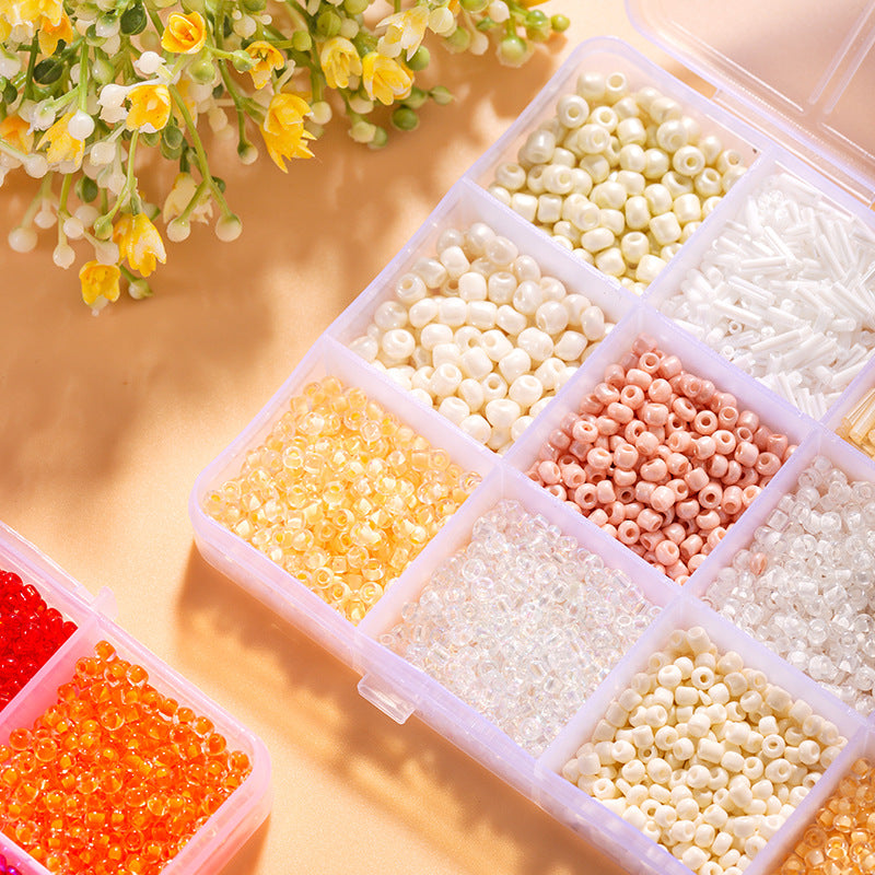 3mm Glass Rice Bead Set – 15-Slot DIY Bracelet & Necklace Making Kit, 9 Colors