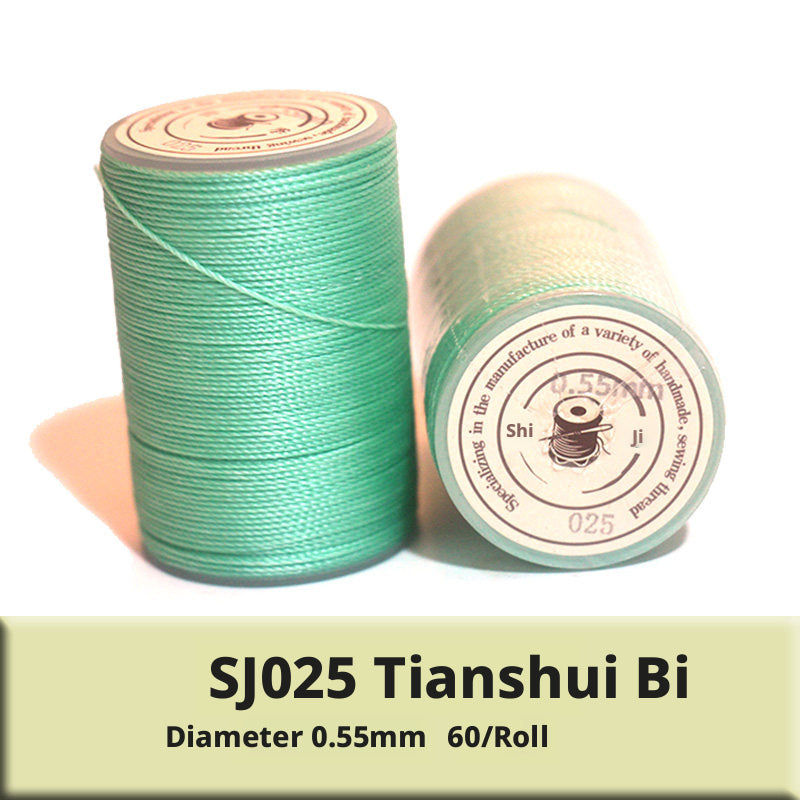 0.55mm Round Waxed Polyester Thread – 63 Colors, 60m Roll for Hand Sewing Leather, Bags, Belts