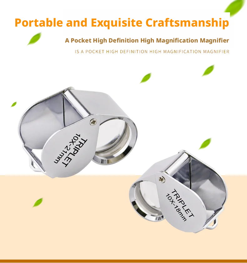 10x/20x/30x Foldable Jewelry Loupe – Triplet Lens, Metal Body