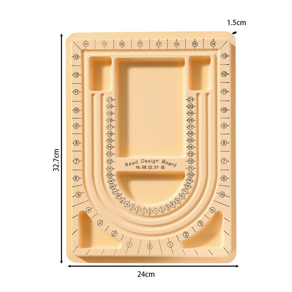 Bead Design Board Set – 13 - 20cm Bracelet Sizer, Necklace Layout Plate, Wooden & Acrylic Trays with Beading Needles, Rope Braider & Storage Bags - HomeDIYer