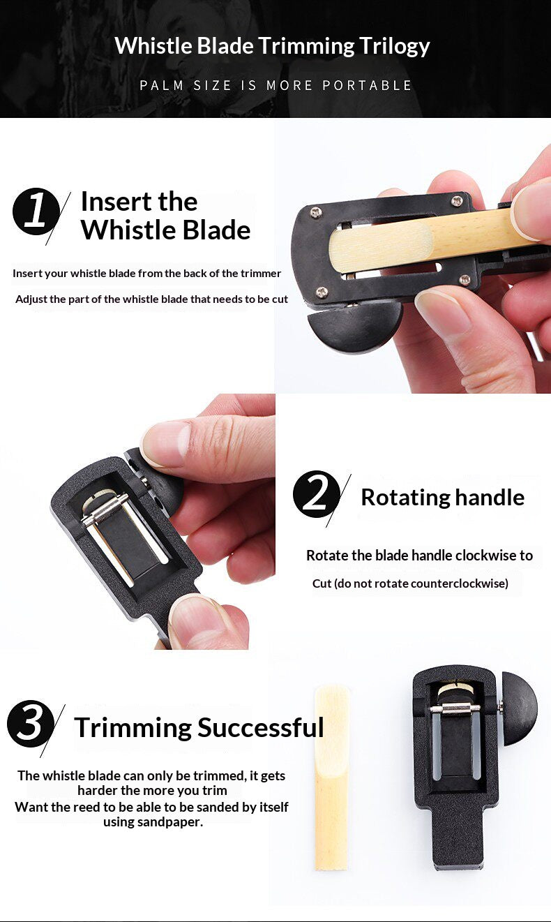 Reed Trimmer & Sander for Saxophone, Clarinet & Whistle – Precision Metal Cutter for Soprano, Alto, Tenor