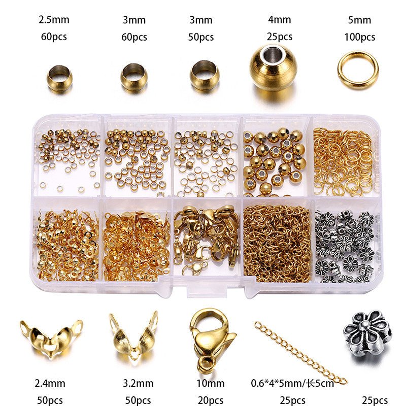 All - in - One DIY Jewelry Making Kit – 380+ Pcs Beading Supplies with Pliers, Findings, Beads & Storage Box for Bracelet, Necklace, Earring Crafting (Gold / Silver / Bronze) - HomeDIYer