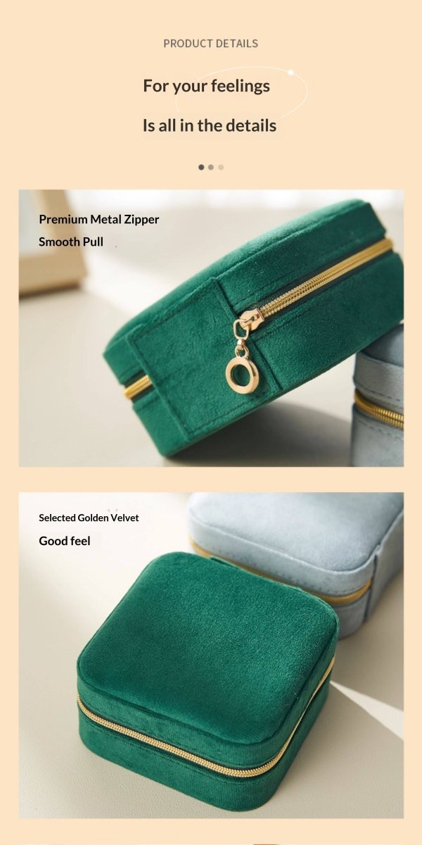 Light Luxury Velvet Jewelry Box – Portable, 3 Colors, with Stud Panel Option - HomeDIYer