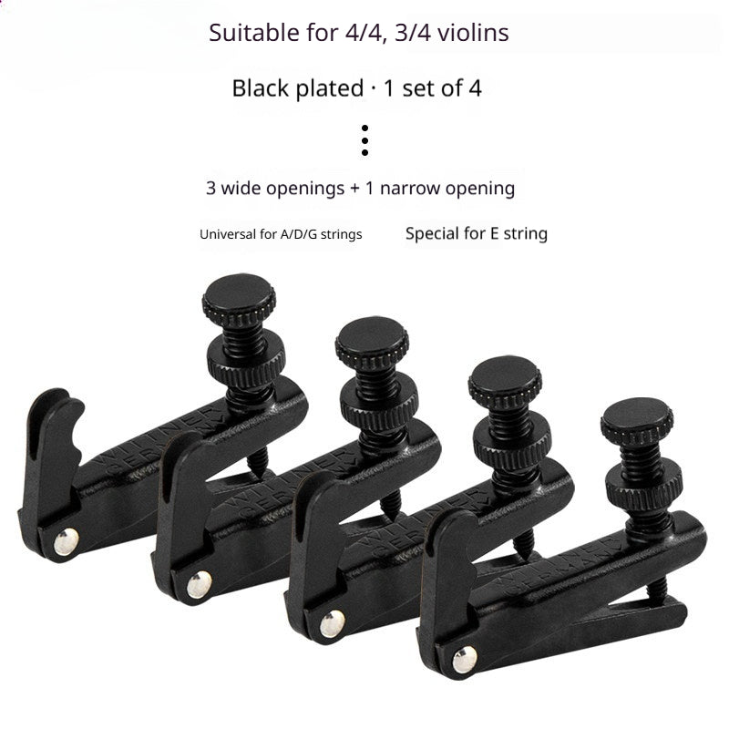 Violin Fine Tuners – 4/4 & 3/4, Wide/Narrow Mouth, Black or Gold (Single or Set of 4)