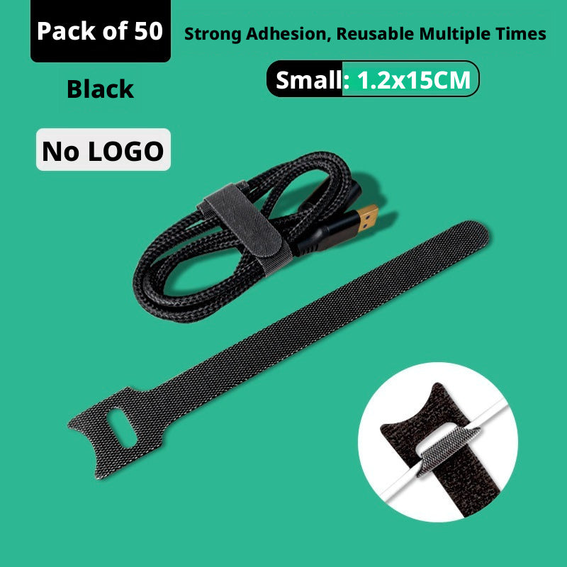 Reusable Velcro Cable Ties S2 – Nylon Hook & Loop Straps, 50-Pack, Small 150mm & Large 200mm