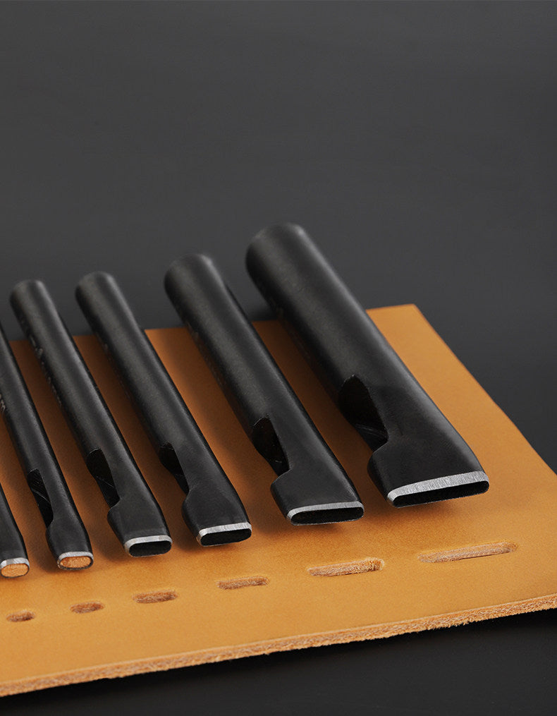 Black Flat Punch Set – Rectangular Hole Punches for Belts, Straps & Leathercraft (2‑5mm × 3‑25mm)