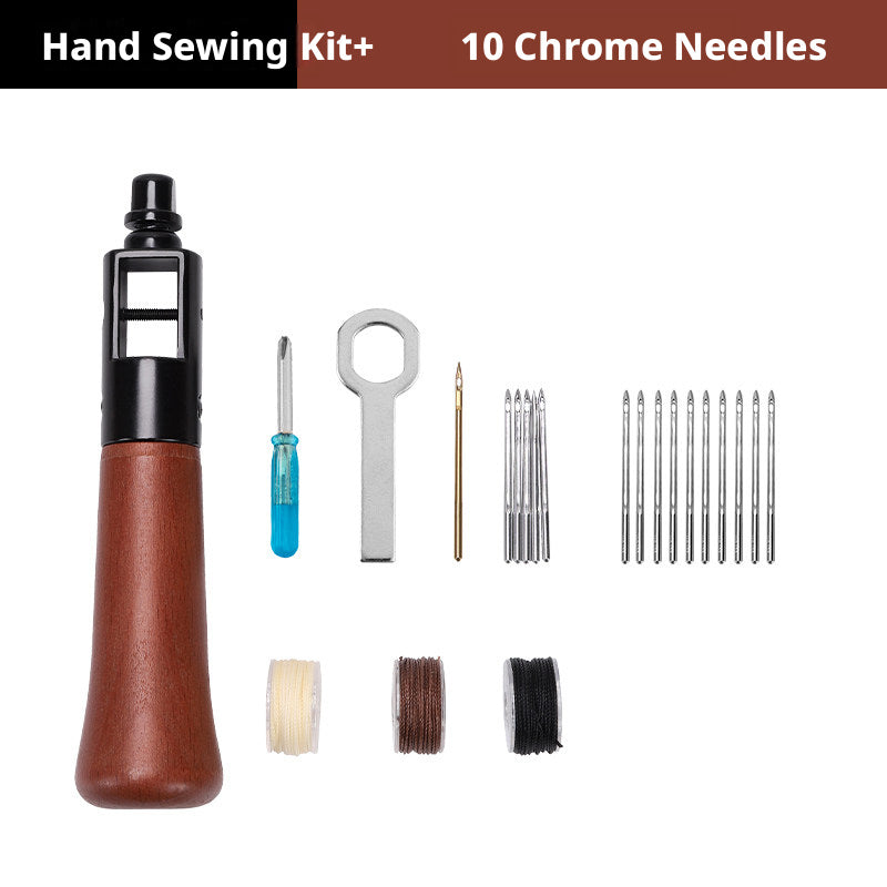 Leather Hand Sewing Tool – Hand Stitcher for Bags, Belts, Saddles (Lock Stitch) with 25 Color Waxed Thread