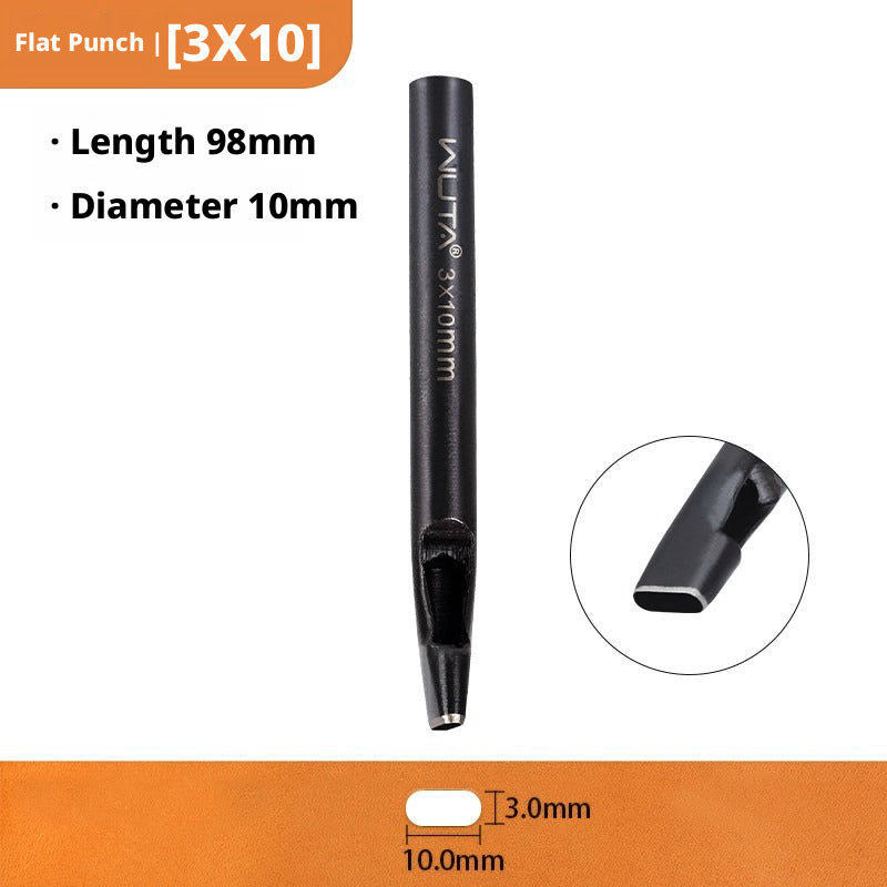 Black Flat Punch Set – Rectangular Hole Punches for Belts, Straps & Leathercraft (2‑5mm × 3‑25mm)