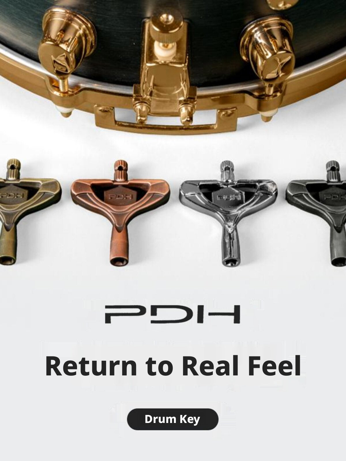 PDH Zinc Alloy Drum Key – Universal Tuning Wrench for Acoustic Drums, Keychain Hole, Power Tool Compatible
