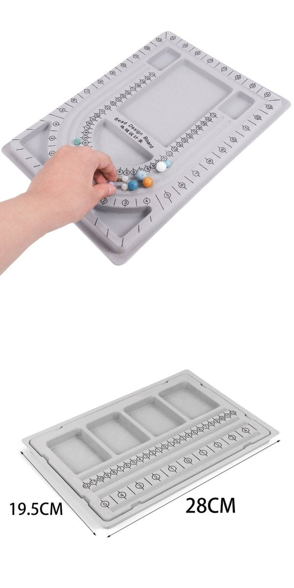 Bead Design Board Set – 13 - 20cm Bracelet Sizer, Necklace Layout Plate, Wooden & Acrylic Trays with Beading Needles, Rope Braider & Storage Bags - HomeDIYer