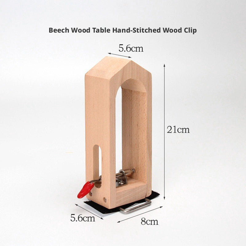 Hand‑Stitched Wood Clamp – 8 Styles for Leather Sewing (Beech/Pine, Lychee or Leather Veneer)
