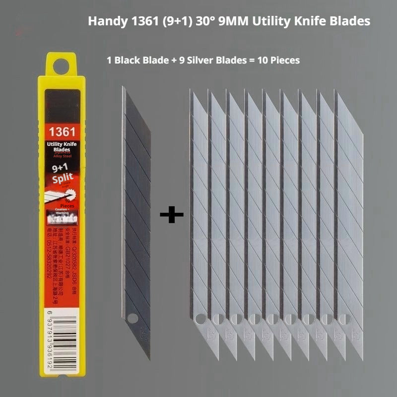 Anti‑Wobble Utility Knife for Leather Cutting – Metal Handle + 30°/60° Blades (9mm)