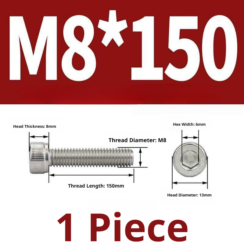 316 Stainless Steel Socket Head Cap Screws – Hex Allen Bolt, M2–M20, GB/T Standard, 4.8 Grade