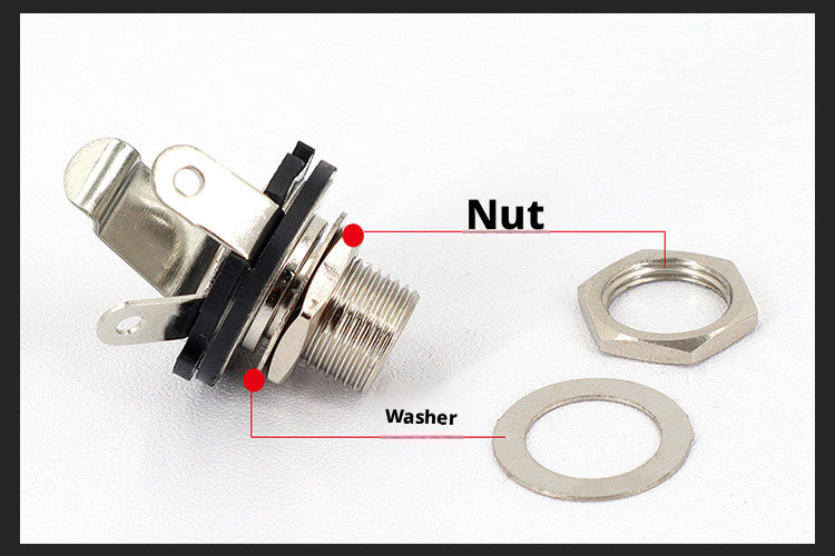 Electric Guitar Jack Nut & Washer Set – 6.35mm Output Socket Hardware (Metric + Imperial) – Silver/Black/Gold