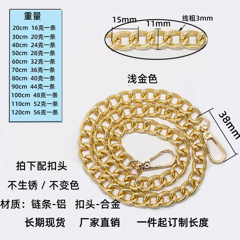 Metal Bag Chain Strap – Replacement Crossbody Shoulder Strap for Handbags & Purses