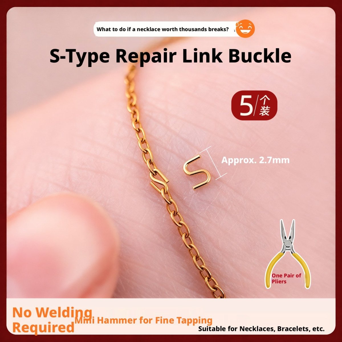 S - Type Necklace Repair Buckle – No Soldering, Invisible Fix in 5 Seconds - HomeDIYer