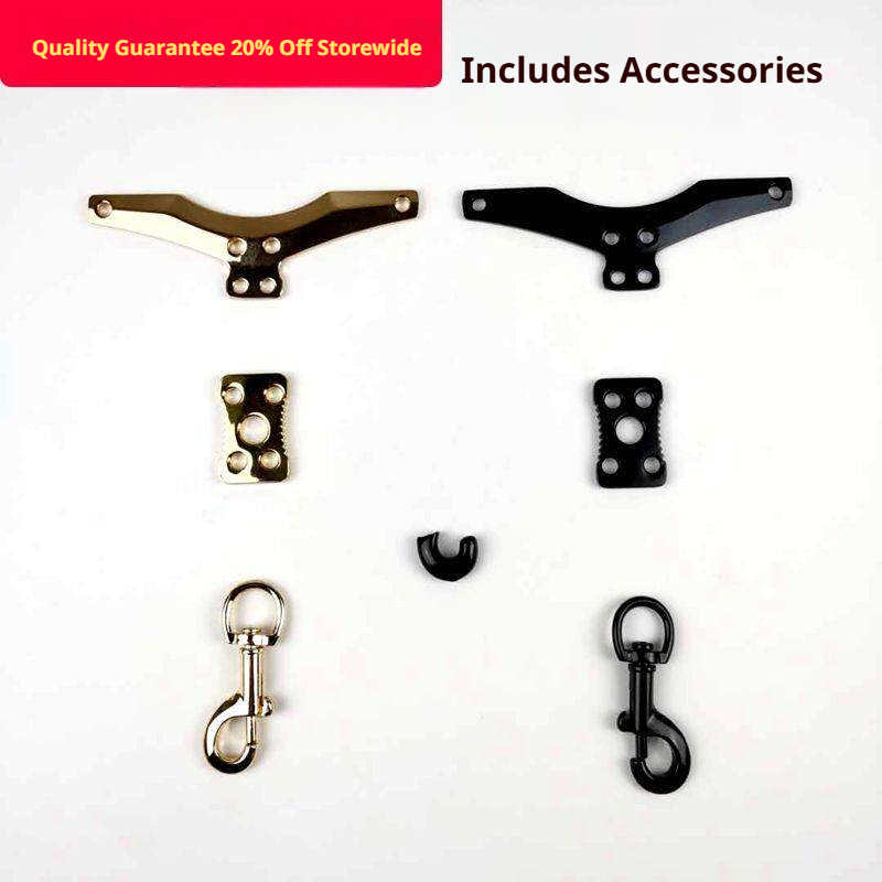 Saxophone Strap Hardware Set – Swallow Cross Bar, 5‑Hole Buckle & Metal Hook (Gold or Black)