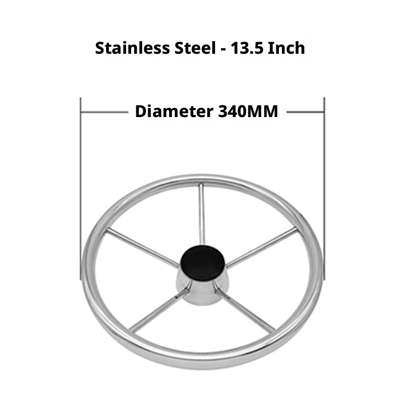 Marine Steering Wheel for Boats – Stainless Steel & Black Foam 11.5 to 15.5 Inch