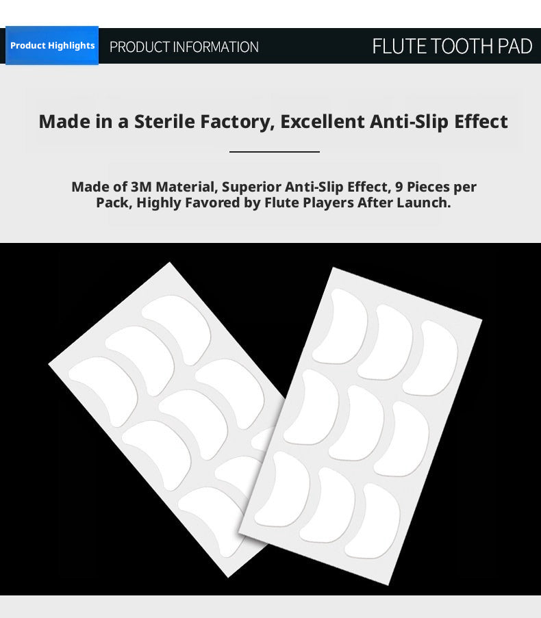 Flute Lip Pad Anti‑Slip Patch – Pack of 9, Dental Pad for Comfort, Protects Lip Plate (QJ Brand)
