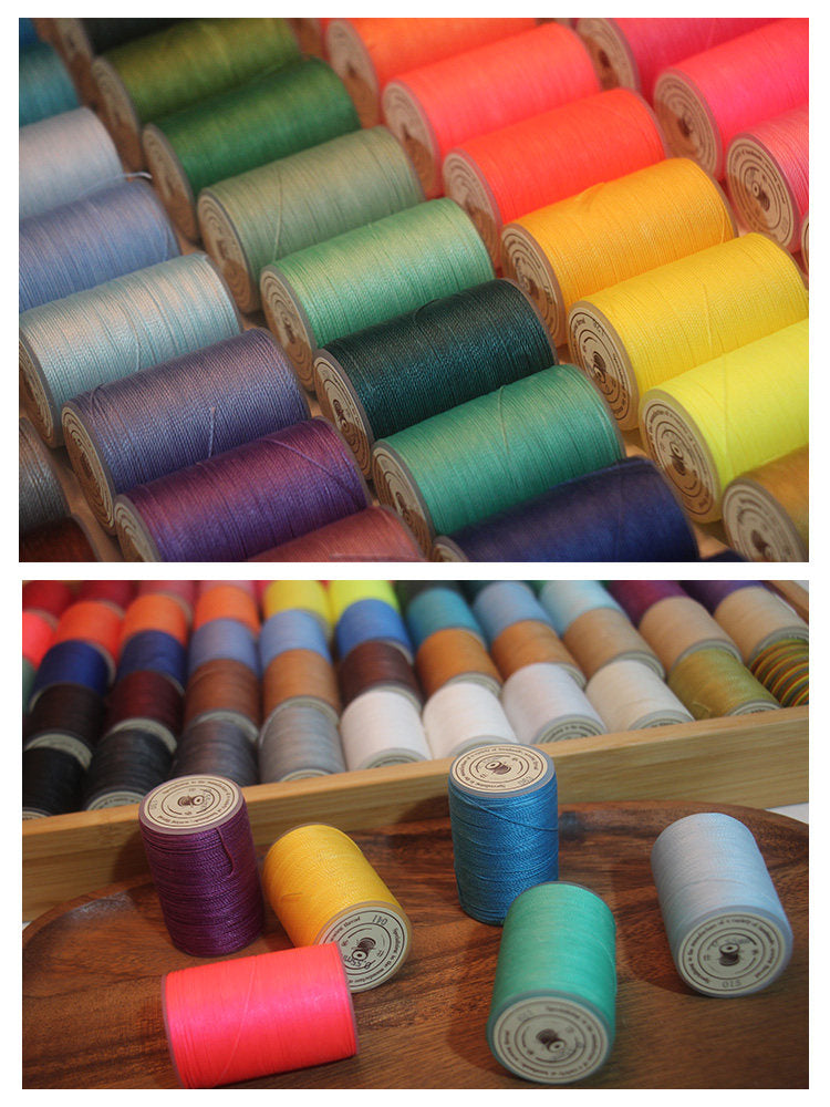 0.55mm Round Waxed Polyester Thread – 63 Colors, 60m Roll for Hand Sewing Leather, Bags, Belts